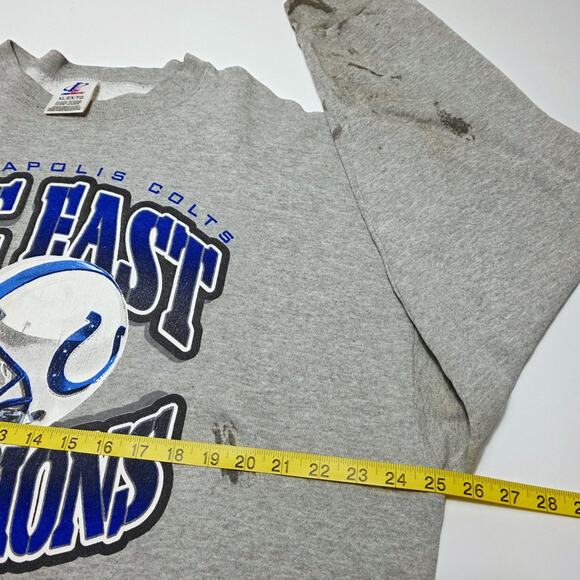 Vintage 1999 AFC East Champions Colts Sweatshirt Size XL Logo Athletic - Stained - Picture 7 of 9